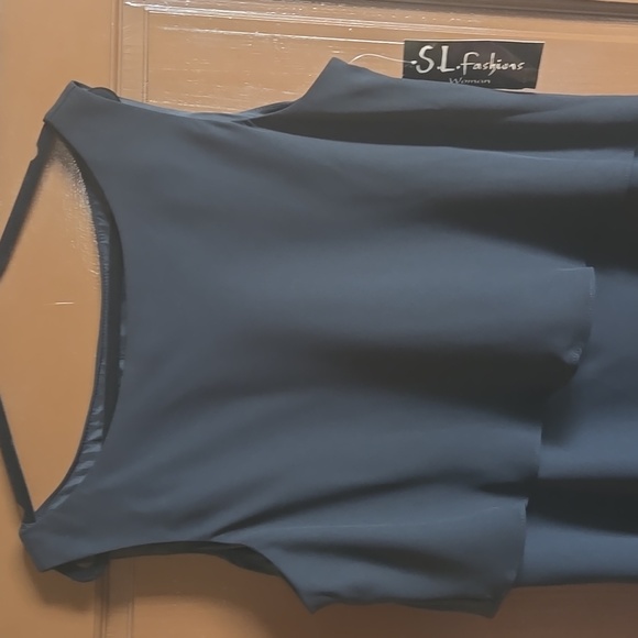 S.L. Fashions-Blk tiered georgette sleeveless dress Suze 22W NWT. - Picture 2 of 6